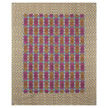 Rudra Bazaar Multicolour 210 TC Cotton Double King Bedsheet With 2 Pillow Covers