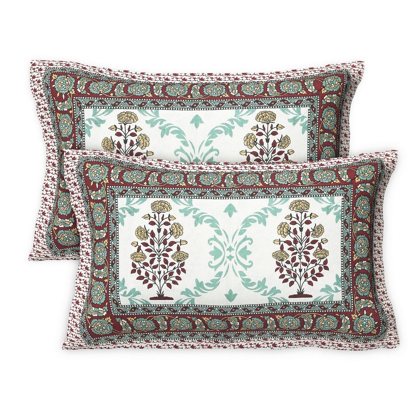Rudra Bazaar Multicolour 210 TC Cotton Double King Bedsheet With 2 Pillow Covers