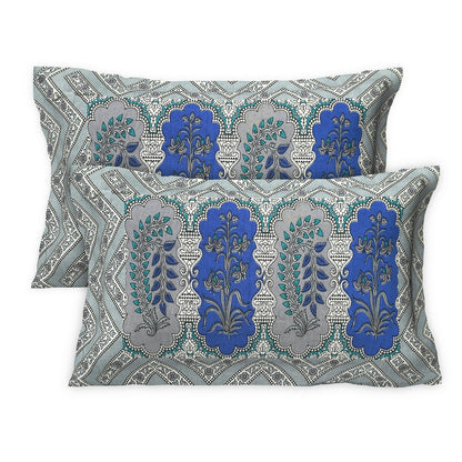 Rudra Bazaar Multicolour 210 TC Cotton Double King Bedsheet With 2 Pillow Covers