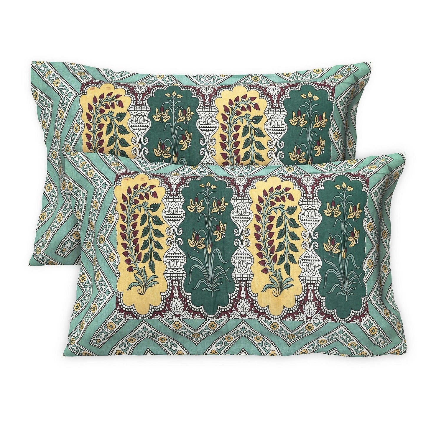 Rudra Bazaar Multicolour 210 TC Cotton Double King Bedsheet With 2 Pillow Covers