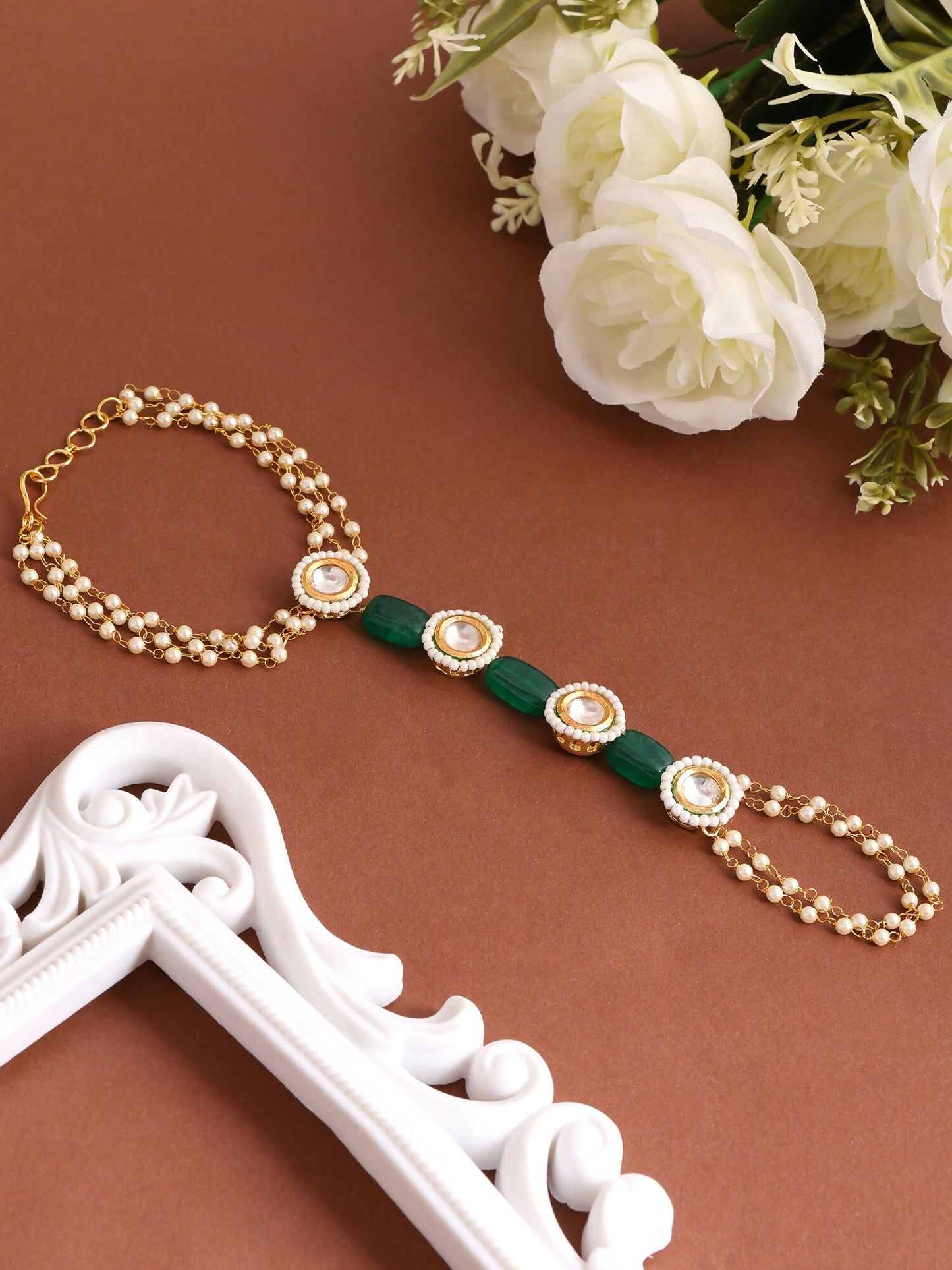 Ruby Raang Emerald Pearl Hand Harness