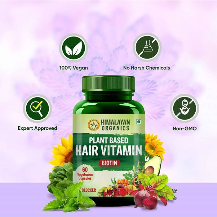 Himalayan Organics Plant Based Hair Vitamin Biotin Vegetarian Capsules