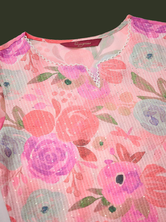Sangria Floral Printed Pure Cotton Kurta