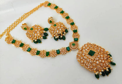 Uncut & Emerald Designer Necklace Set