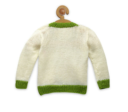 Chutput Kids Woollen Hand Knitted Strawberry Sweater - Cream