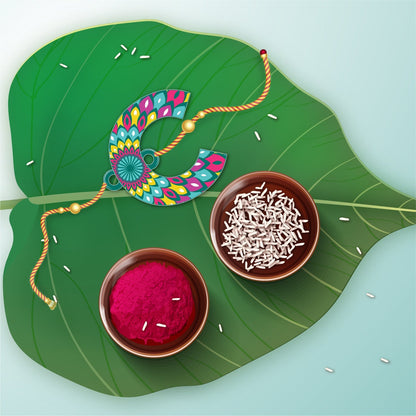 Indianvibez Alphabet C Wooden Rakhi - Kids Rakhi