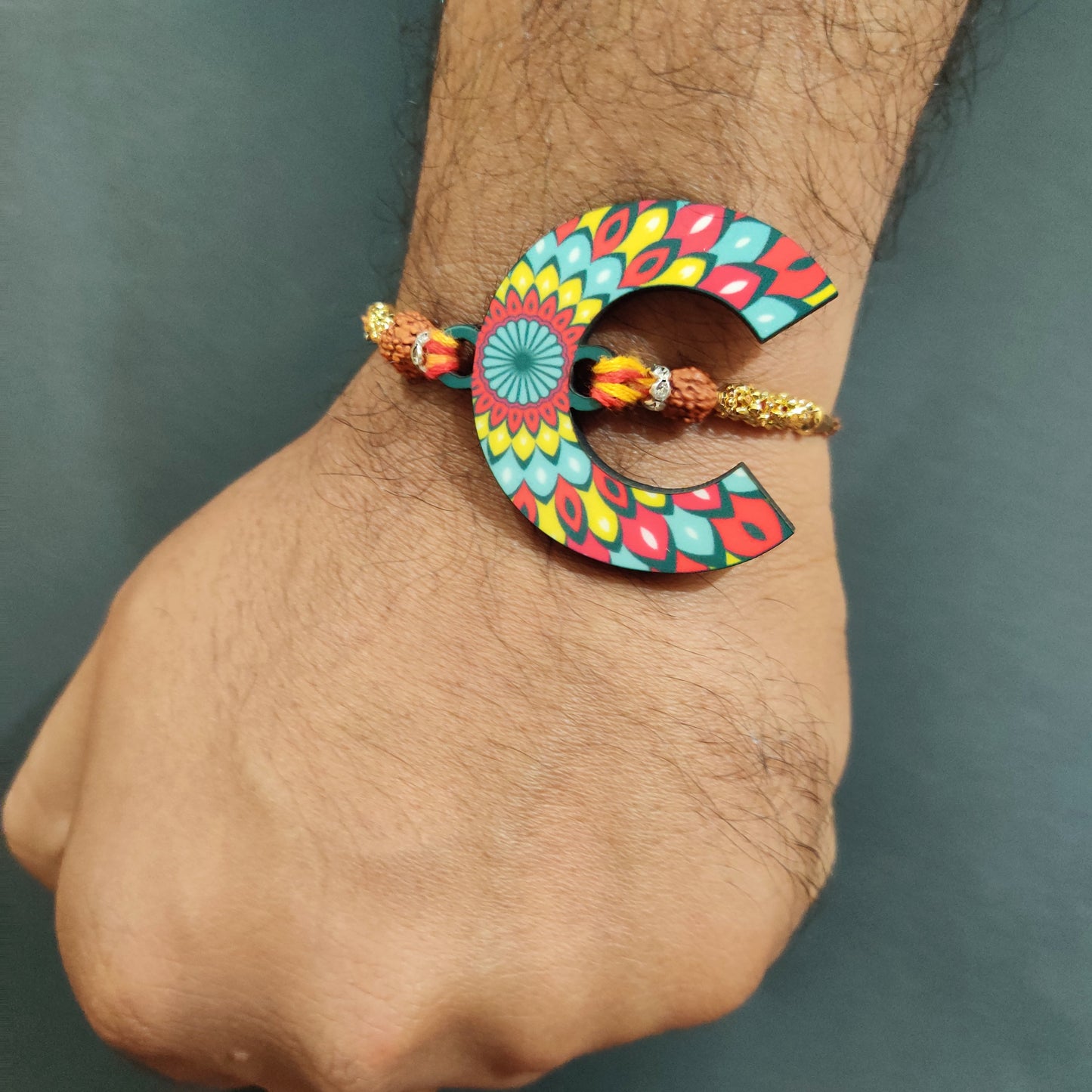 Indianvibez Alphabet C Wooden Rakhi - Kids Rakhi