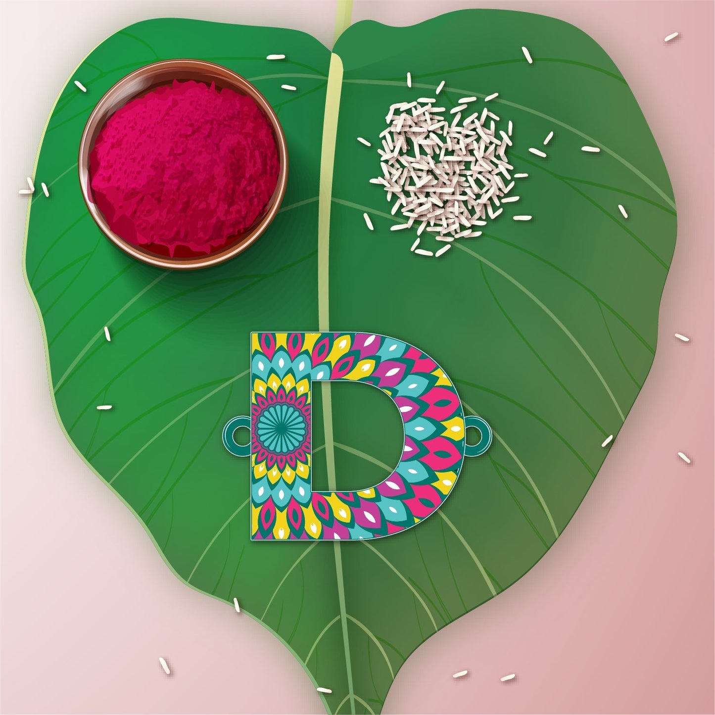 Indianvibez Alphabet D Wooden Rakhi - Kids Rakhi