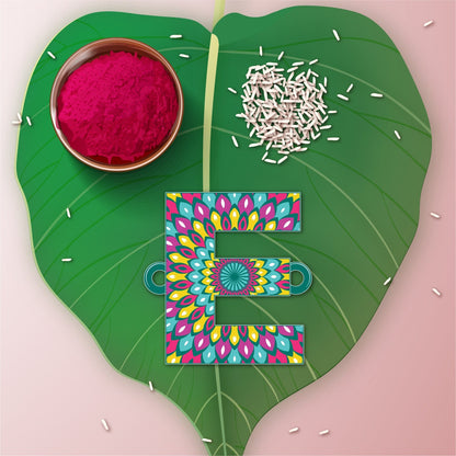 Indianvibez Alphabet E Wooden Rakhi - Kids Rakhi