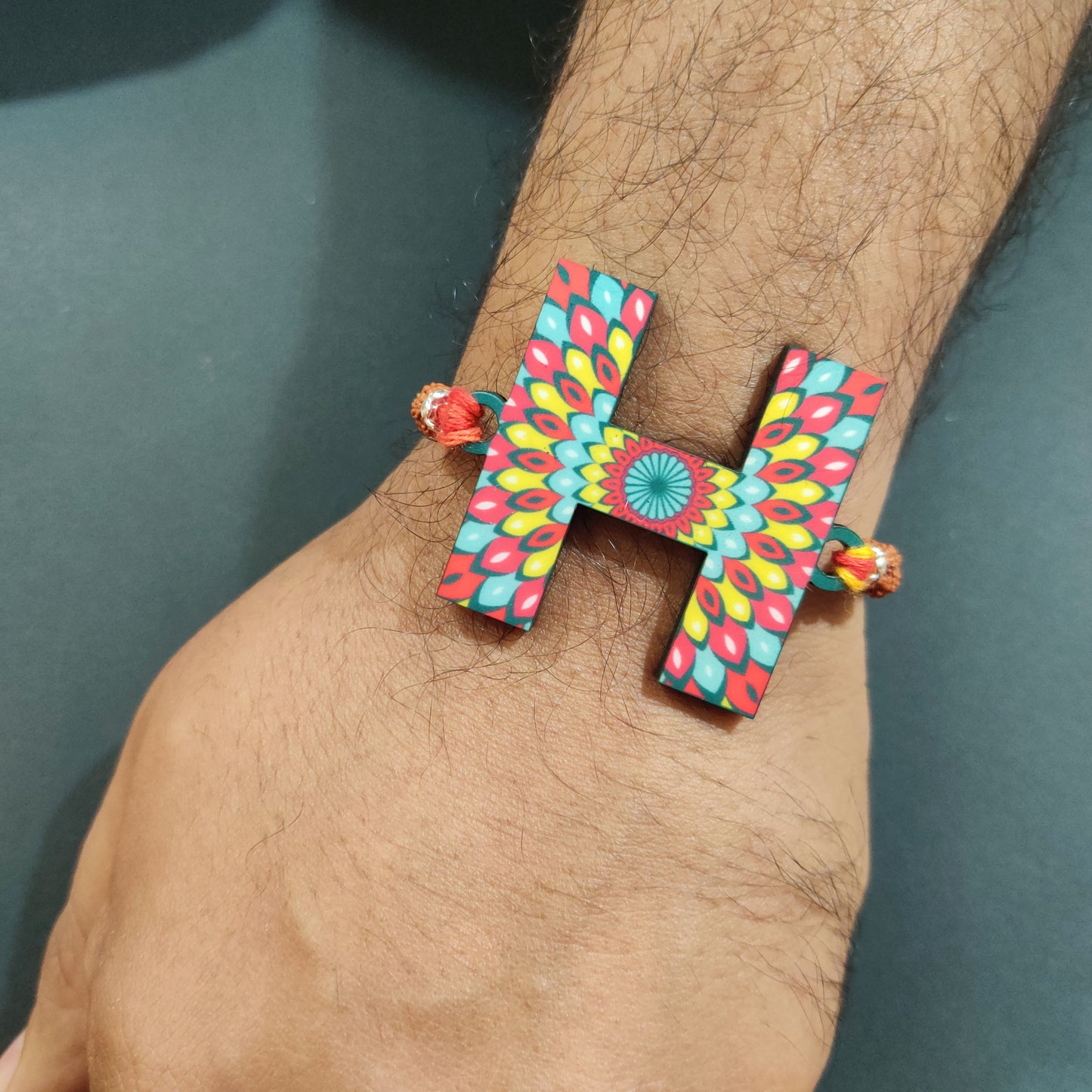 Indianvibez Alphabet H Wooden Rakhi - Kids Rakhi