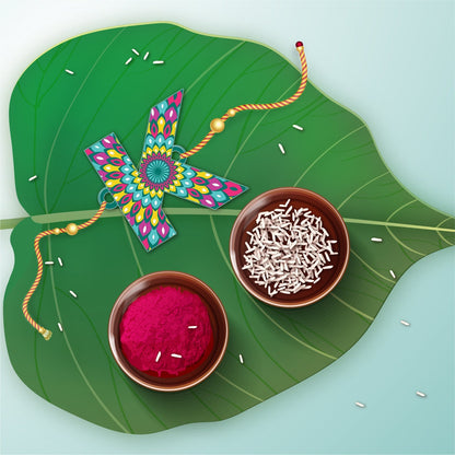 Indianvibez Alphabet K Wooden Rakhi - Kids Rakhi