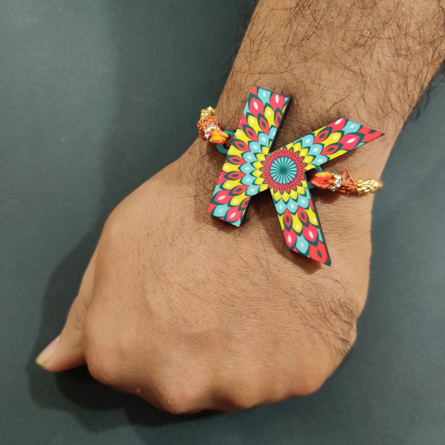 Indianvibez Alphabet K Wooden Rakhi - Kids Rakhi