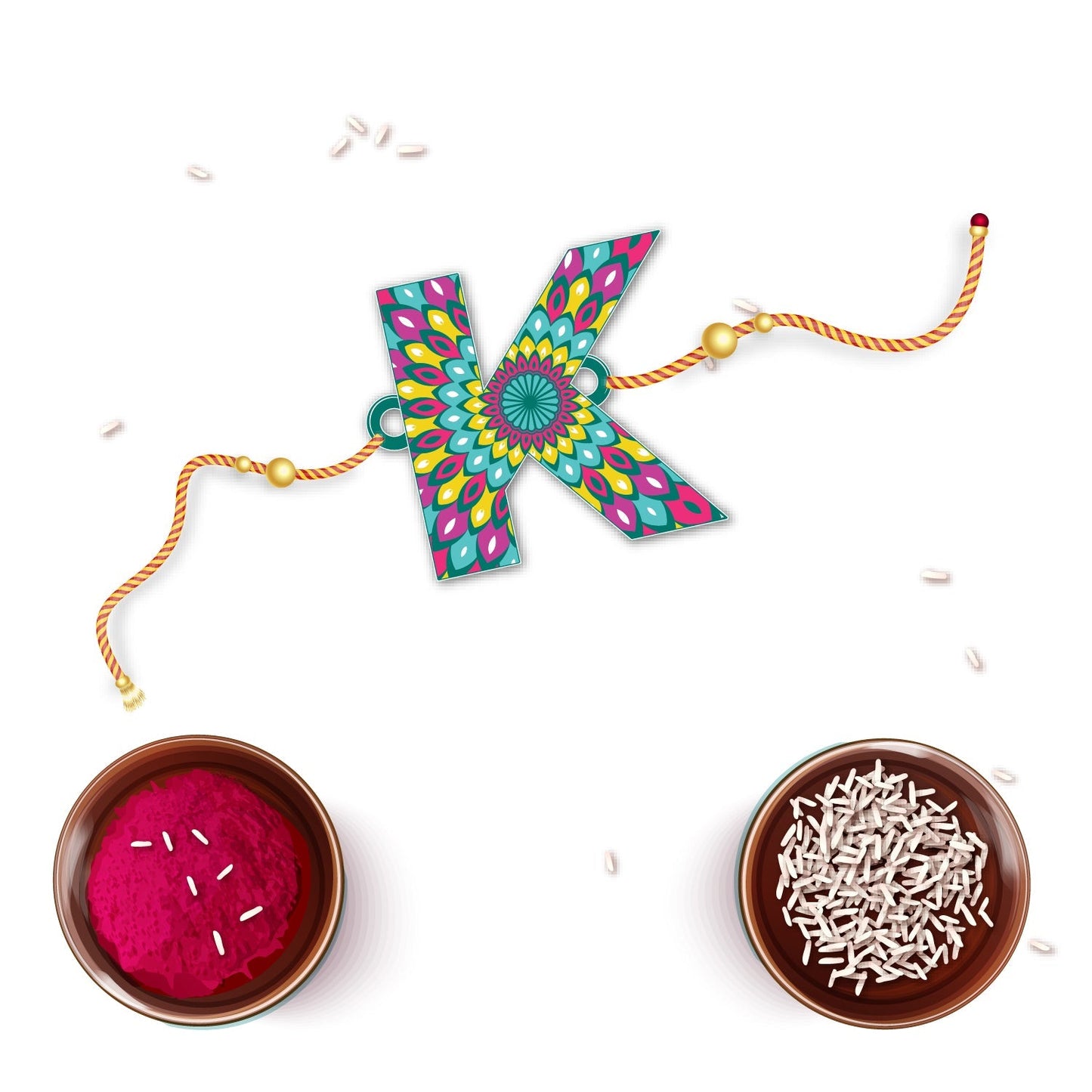 Indianvibez Alphabet K Wooden Rakhi - Kids Rakhi