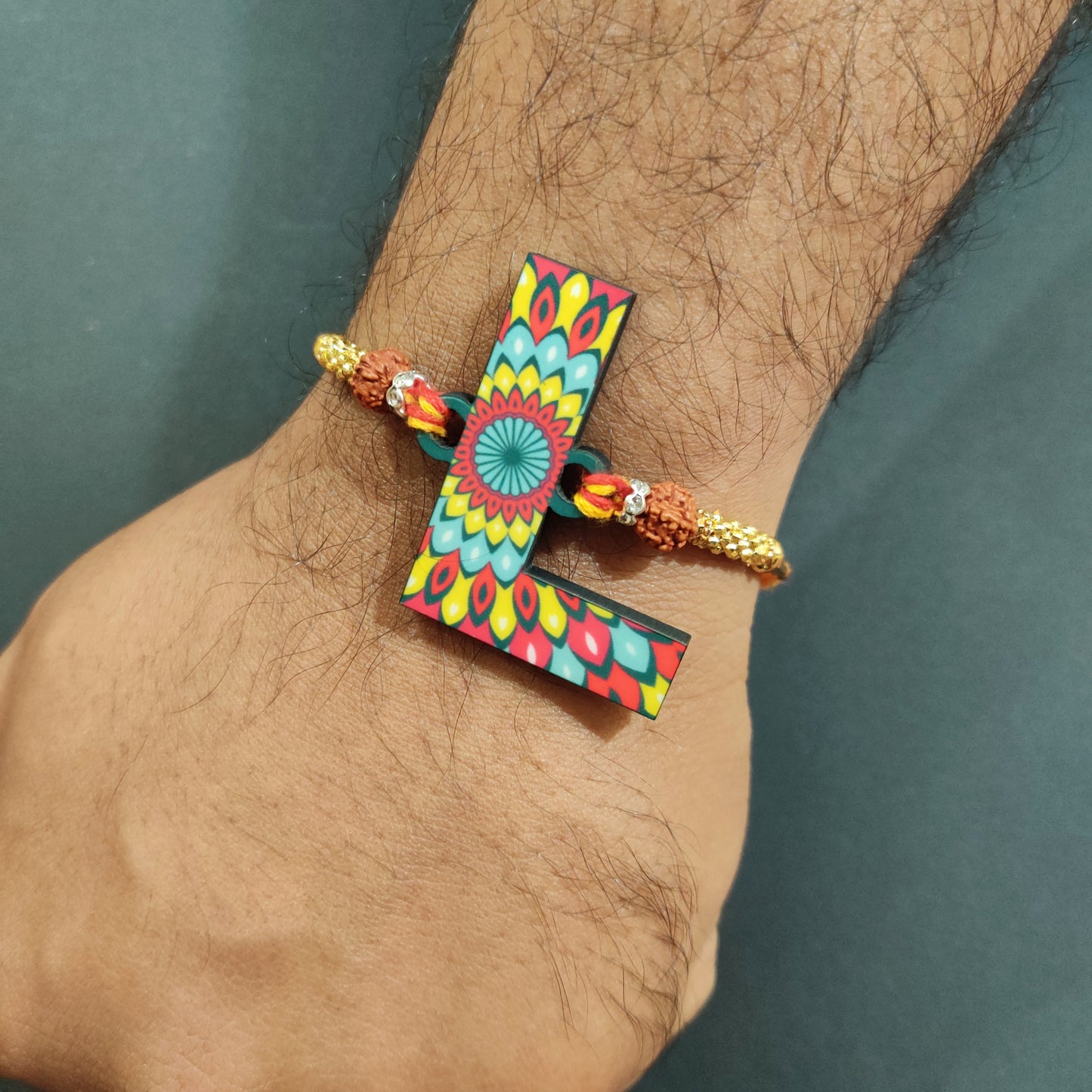 Indianvibez Alphabet L Wooden Rakhi - Kids Rakhi