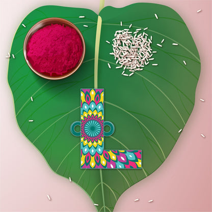 Indianvibez Alphabet L Wooden Rakhi - Kids Rakhi