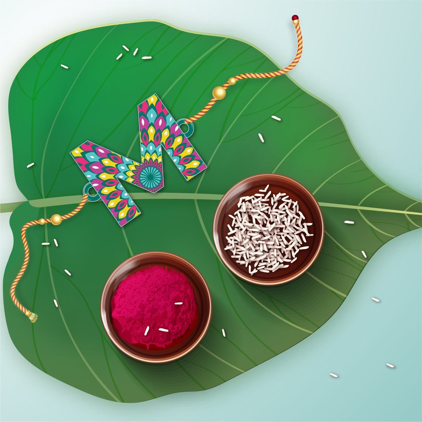 Indianvibez Alphabet M Wooden Rakhi - Kids Rakhi