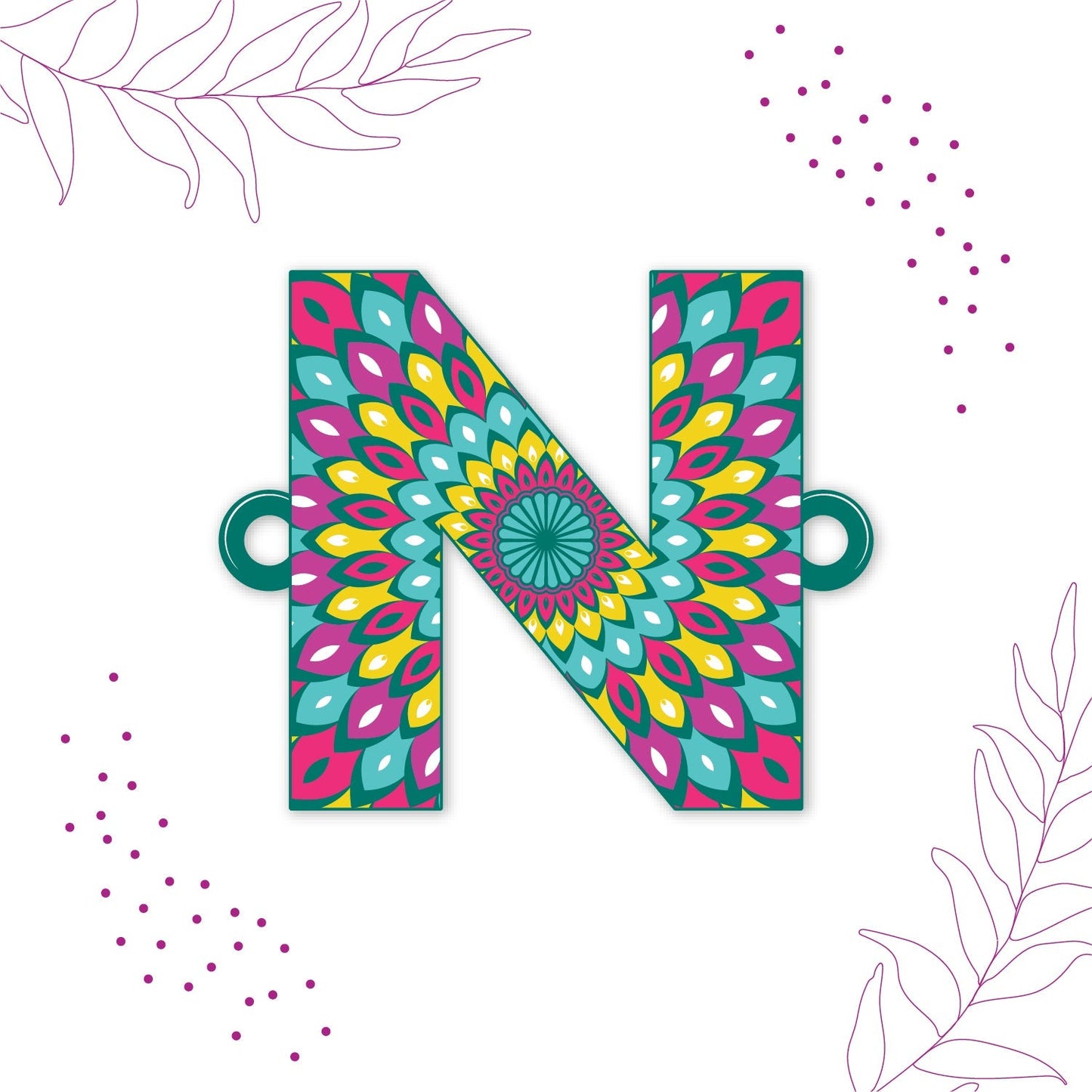 Indianvibez Alphabet N Wooden Rakhi - Kids Rakhi