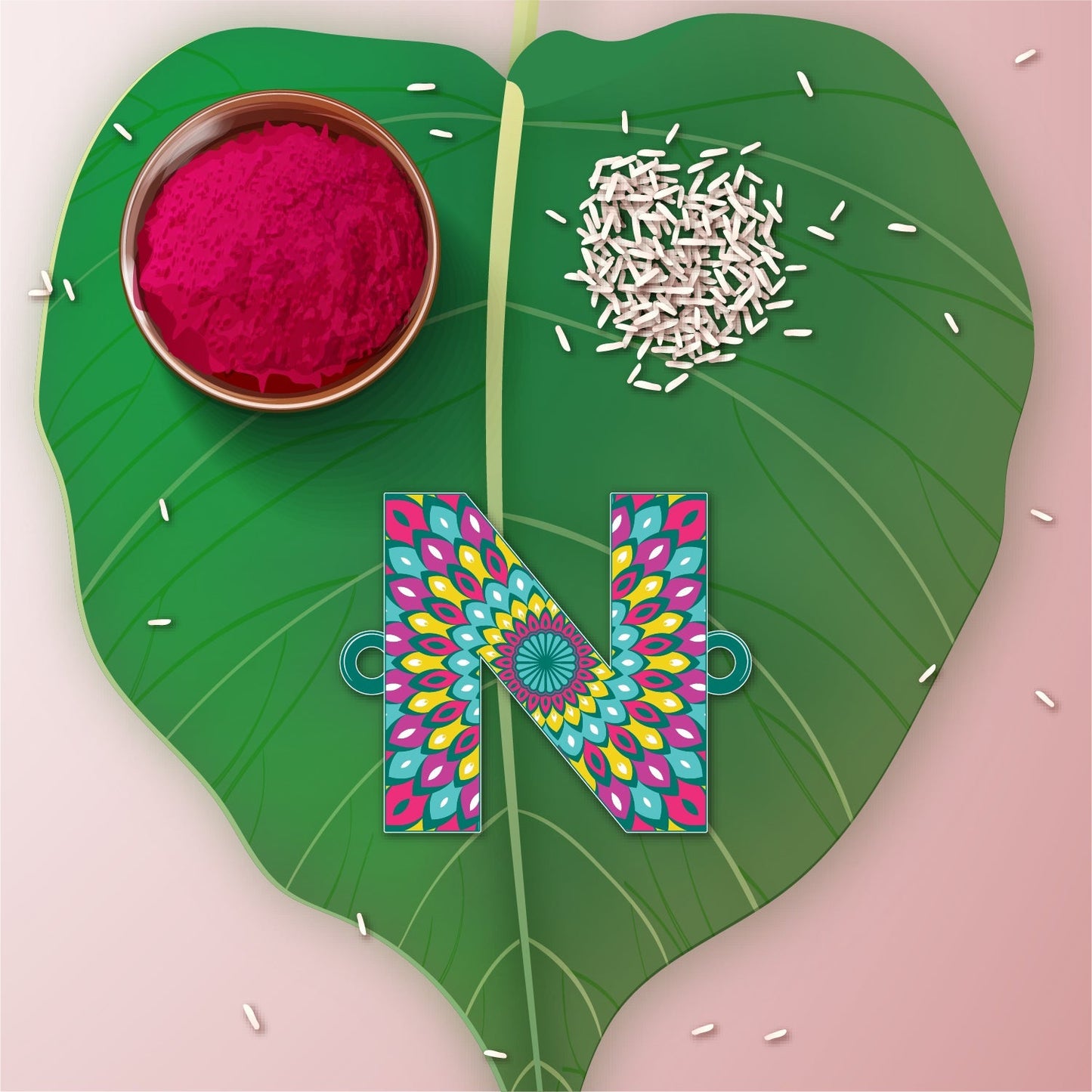Indianvibez Alphabet N Wooden Rakhi - Kids Rakhi