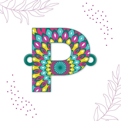 Indianvibez Alphabet P Wooden Rakhi - Kids Rakhi