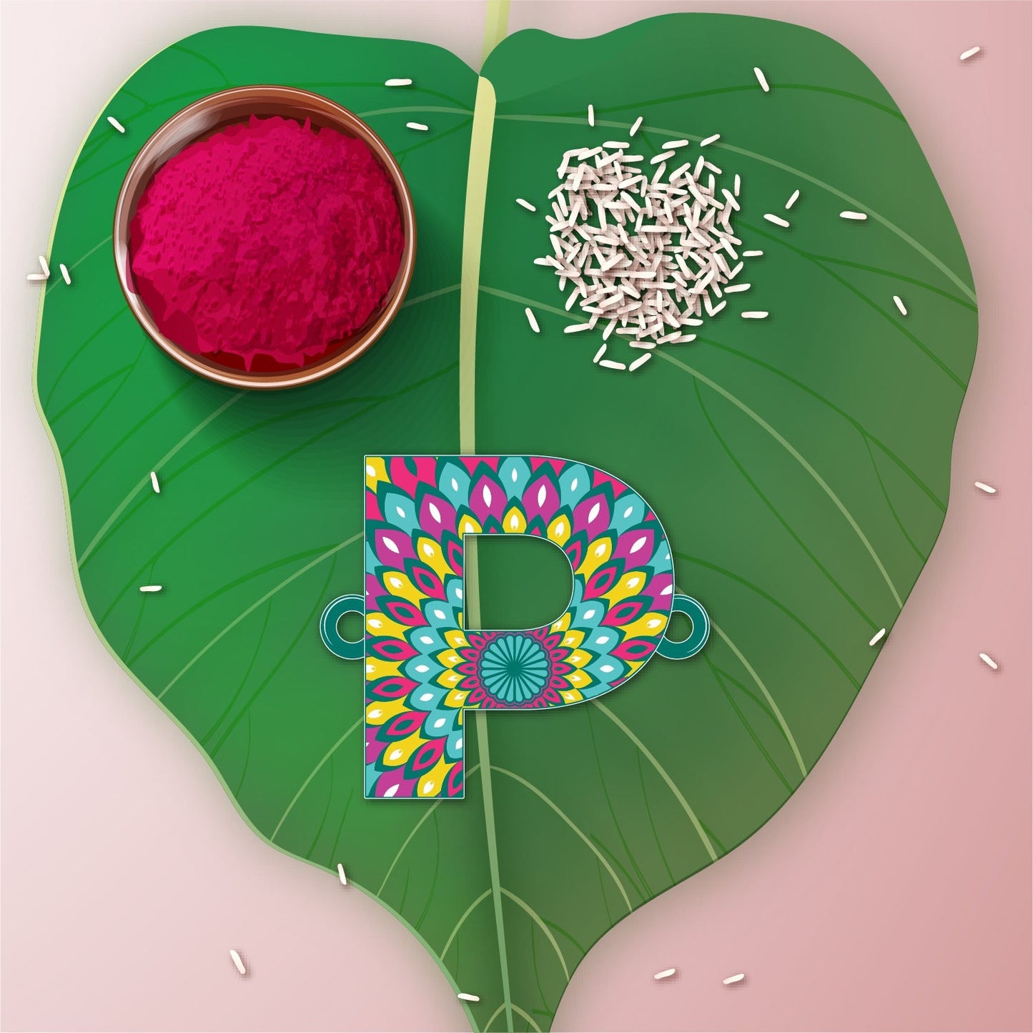 Indianvibez Alphabet P Wooden Rakhi - Kids Rakhi