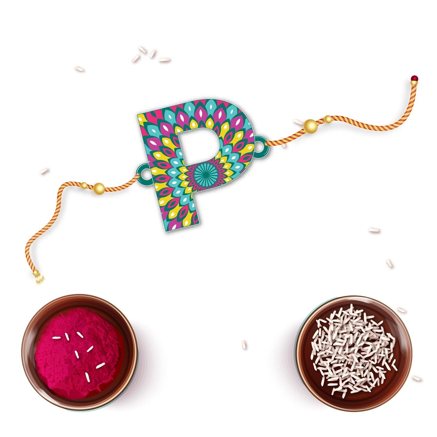 Indianvibez Alphabet P Wooden Rakhi - Kids Rakhi