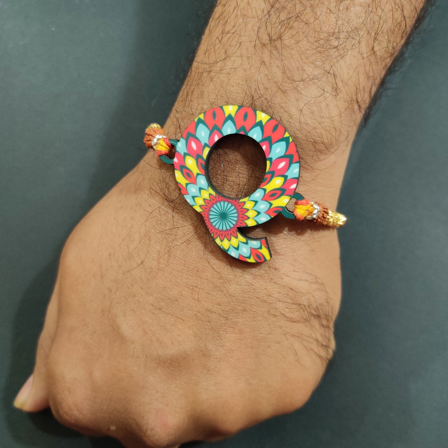 Indianvibez Alphabet Q Wooden Rakhi - Kids Rakhi