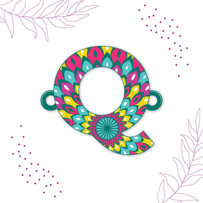 Indianvibez Alphabet Q Wooden Rakhi - Kids Rakhi