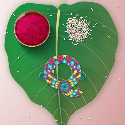 Indianvibez Alphabet Q Wooden Rakhi - Kids Rakhi