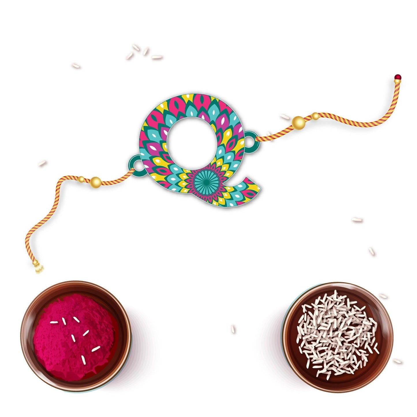 Indianvibez Alphabet Q Wooden Rakhi - Kids Rakhi