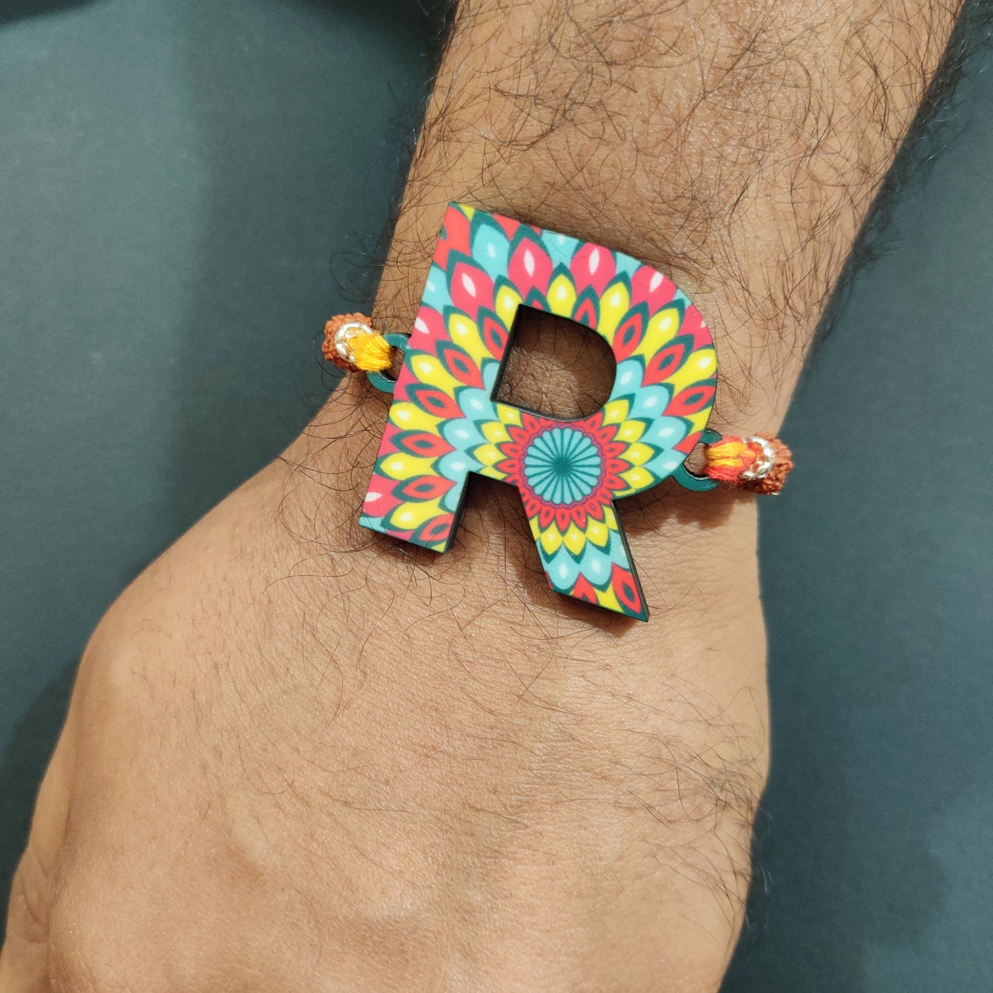 Indianvibez Alphabet R Wooden Rakhi - Kids Rakhi