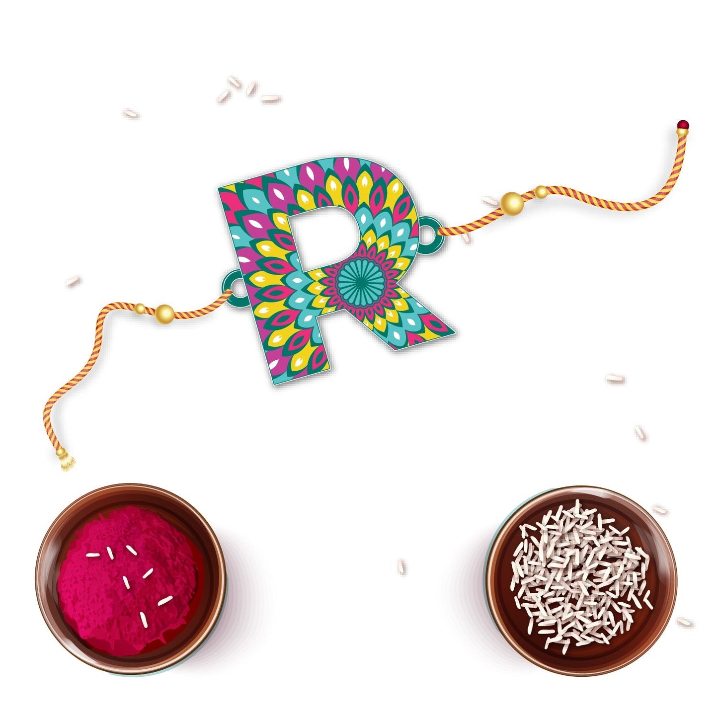 Indianvibez Alphabet R Wooden Rakhi - Kids Rakhi