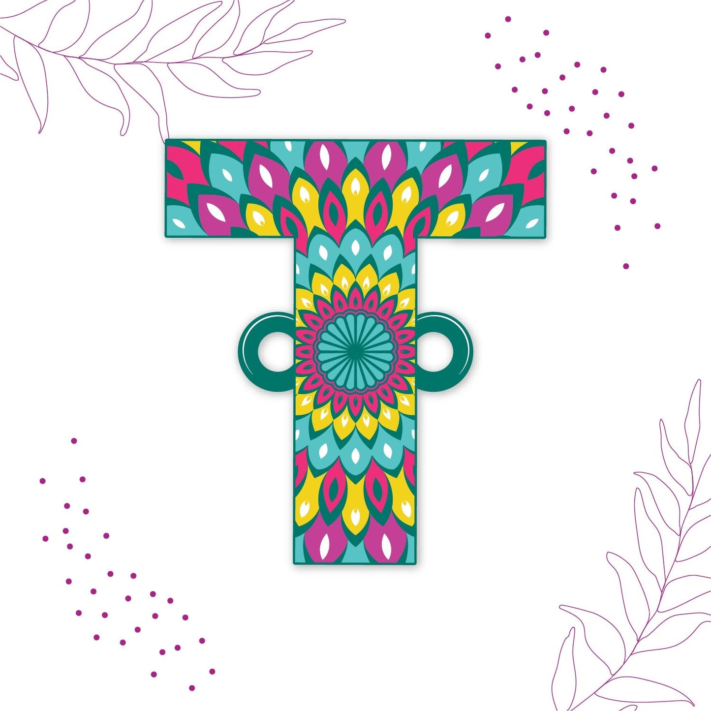 Indianvibez Alphabet T Wooden Rakhi - Kids Rakhi