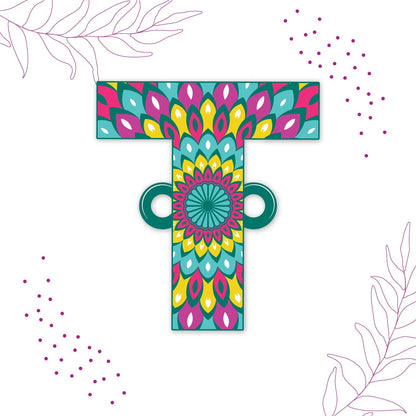 Indianvibez Alphabet T Wooden Rakhi - Kids Rakhi