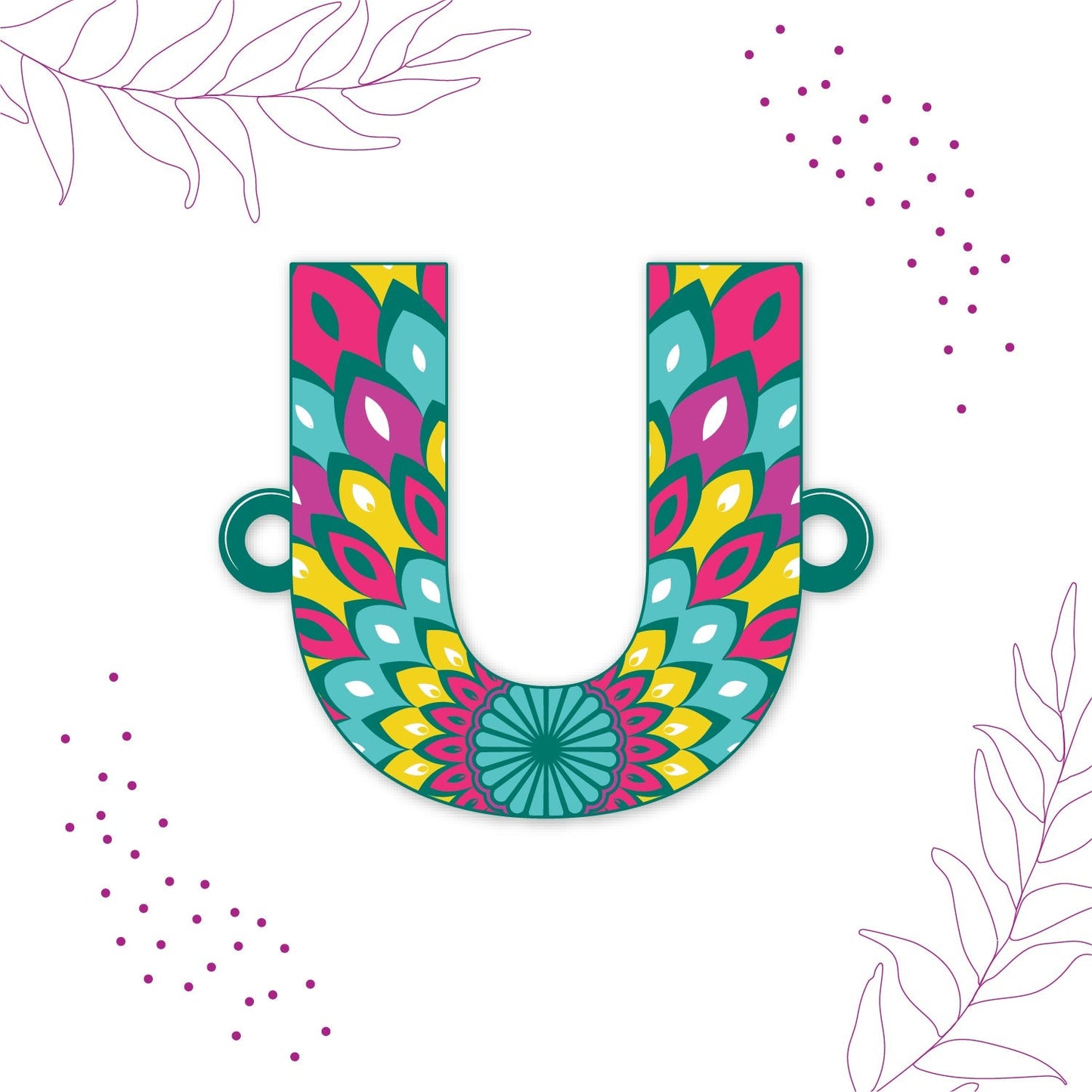 Indianvibez Alphabet U Wooden Rakhi - Kids Rakhi