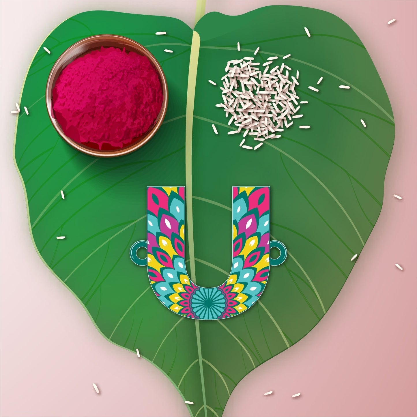 Indianvibez Alphabet U Wooden Rakhi - Kids Rakhi