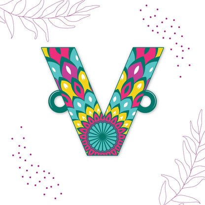Indianvibez Alphabet V Wooden Rakhi - Kids Rakhi
