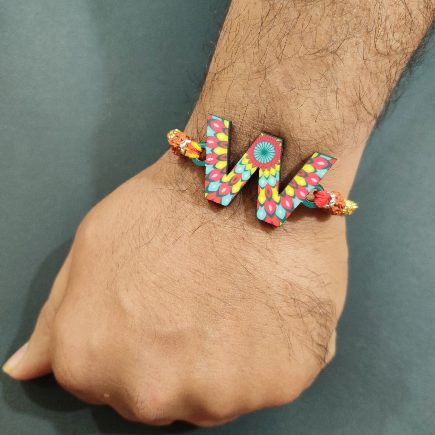 Indianvibez Alphabet X Wooden Rakhi - Kids Rakhi