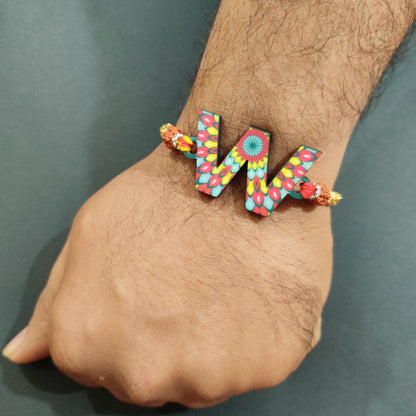Indianvibez Alphabet X Wooden Rakhi - Kids Rakhi