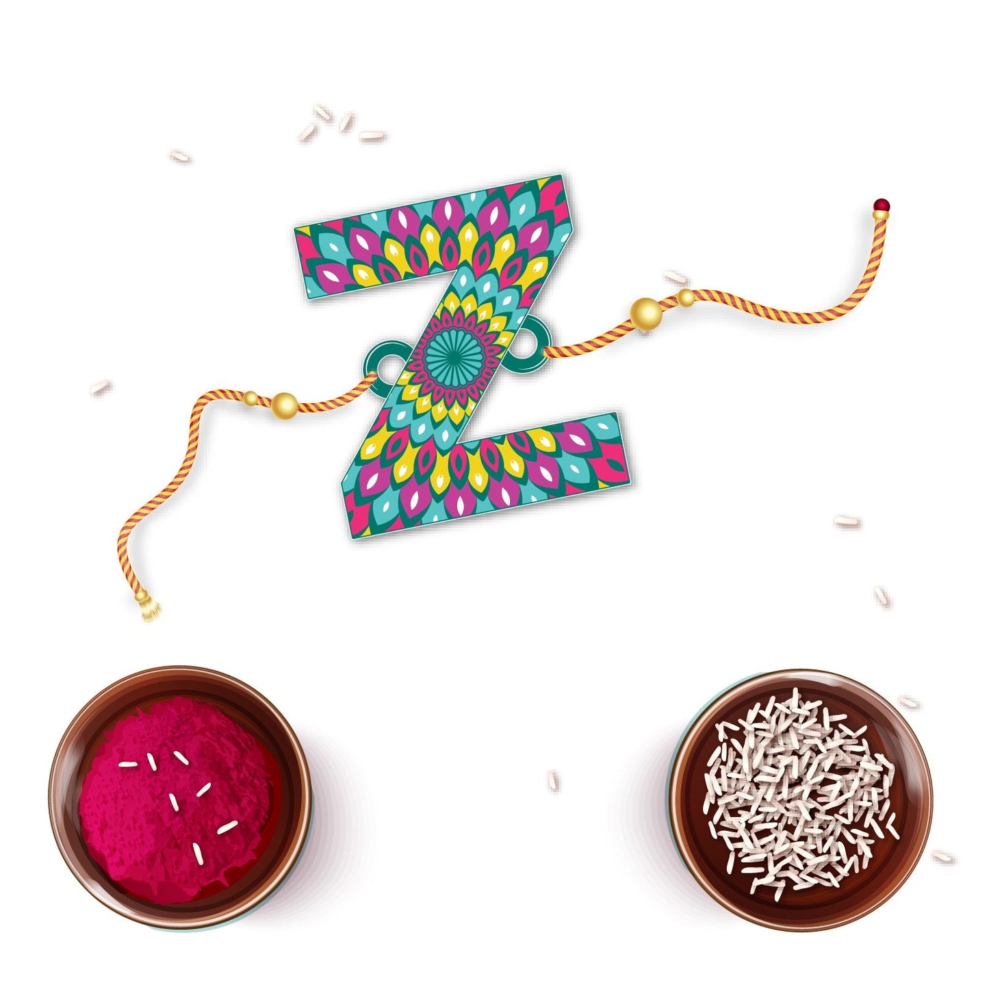 Indianvibez Alphabet Z Wooden Rakhi - Kids Rakhi