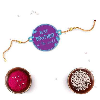 Indianvibez Best Brother in the World Wooden Rakhi with Rudraksha Thread| Rakhi for Bhaiya, Shop India - Kids Rakhi