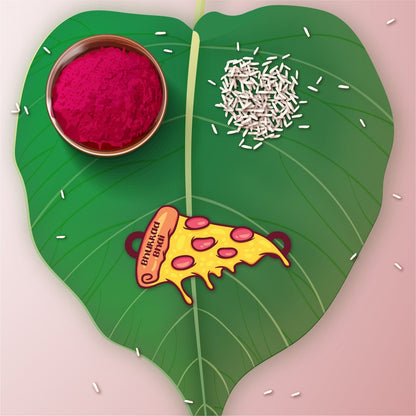 Indianvibez Bhukkad Bhai Pizza Wooden Rakhi with Rudraksha, Food Rakhi for Brother, Shop India - Kids Rakhi