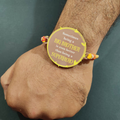 Indianvibez Big Brother Superhero Wooden Rakhi with Rudraksha, Unique Rakhi for Bhaiya, Shop India - Kids Rakhi