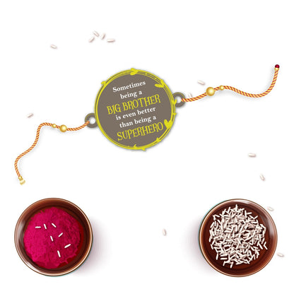 Indianvibez Big Brother Superhero Wooden Rakhi with Rudraksha, Unique Rakhi for Bhaiya, Shop India - Kids Rakhi