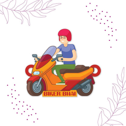 Indianvibez Biker Bhai Wooden Rakhi with Rudraksha, Motorcycle Rakhi for Bro, Shop India - Kids Rakhi