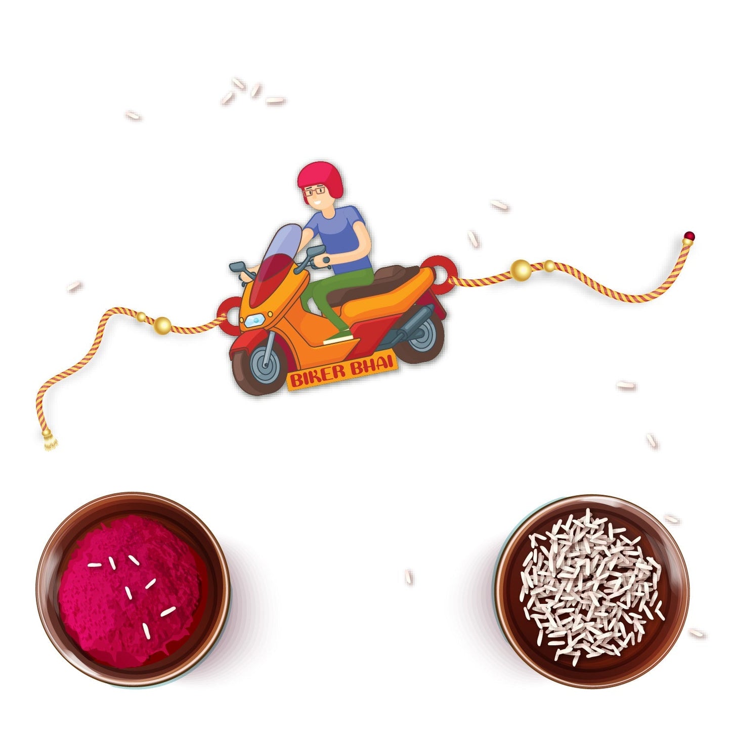 Indianvibez Biker Bhai Wooden Rakhi with Rudraksha, Motorcycle Rakhi for Bro, Shop India - Kids Rakhi