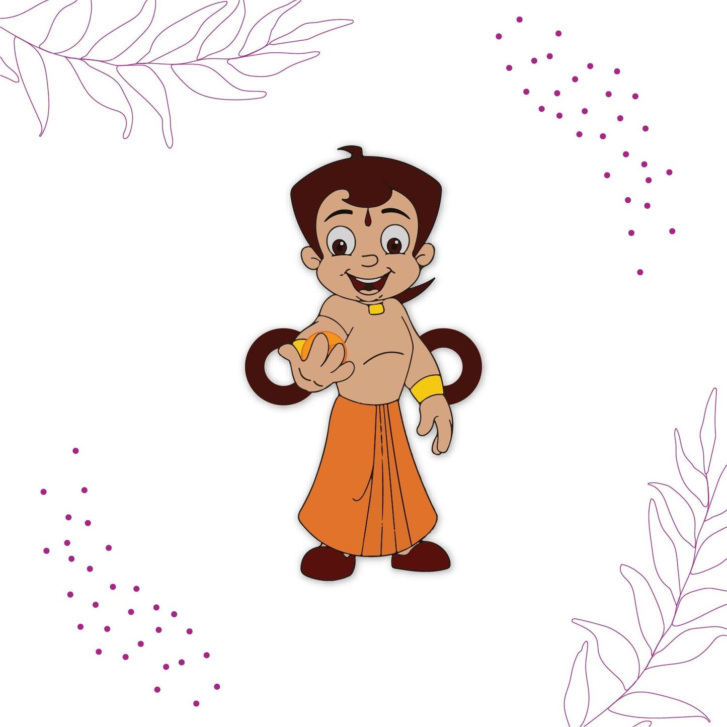Indianvibez Chota Bheem Wooden Rakhi with Rudraksha, Cartoon Rakhi for Bro, Shop India - Kids Rakhi