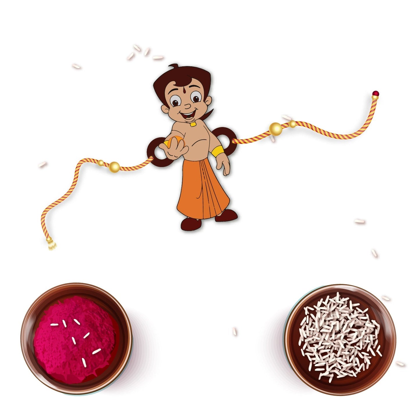 Indianvibez Chota Bheem Wooden Rakhi with Rudraksha, Cartoon Rakhi for Bro, Shop India - Kids Rakhi