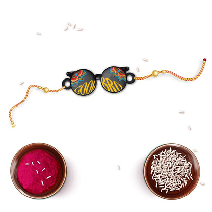 Indianvibez Cool Bro Wooden Rakhi with Rudraksha, Trendy Rakhi for Brother, Shop India - Kids Rakhi