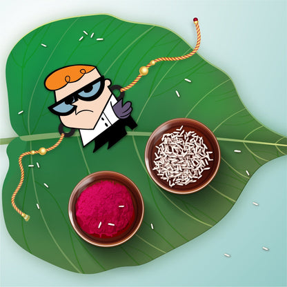 Indianvibez Dexter Wooden Rakhi with Rudraksha, Cartoon Rakhi for Bro, Shop India - Kids Rakhi