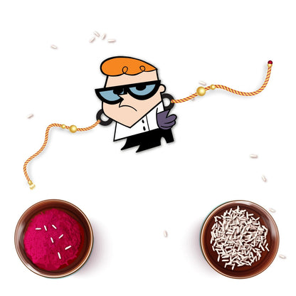 Indianvibez Dexter Wooden Rakhi with Rudraksha, Cartoon Rakhi for Bro, Shop India - Kids Rakhi